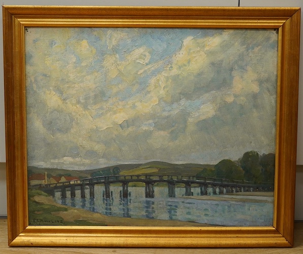 Ethel L Rawlins (1880-1940), oil on canvas, Old Shoreham Bridge, 40 x 50cm.